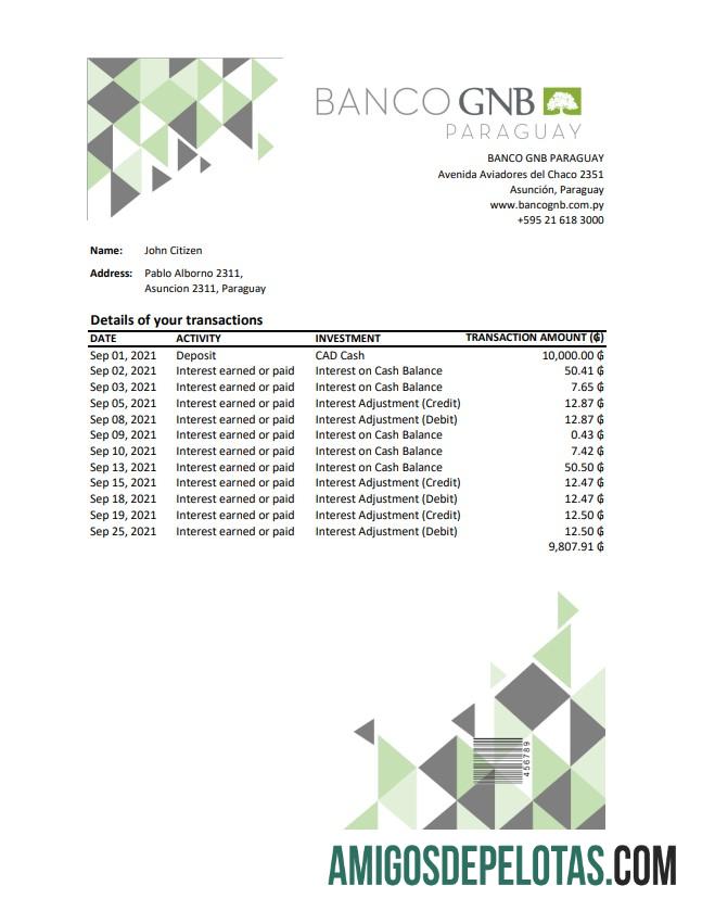 Paraguay Banco Continental S.A.E.C.A. Excel Pdf amostra